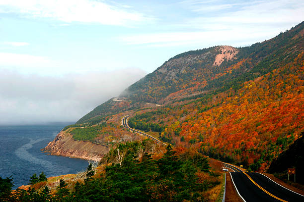 Cap Rouge 2 "Cap Rouge (Cape Rouge) in Cape Breton, Nova Scotia lies on the Cabot Trail.  The Cabot Trail is a majestic gem within the National Parks system of Canada." maritime provinces stock pictures, royalty-free photos & images