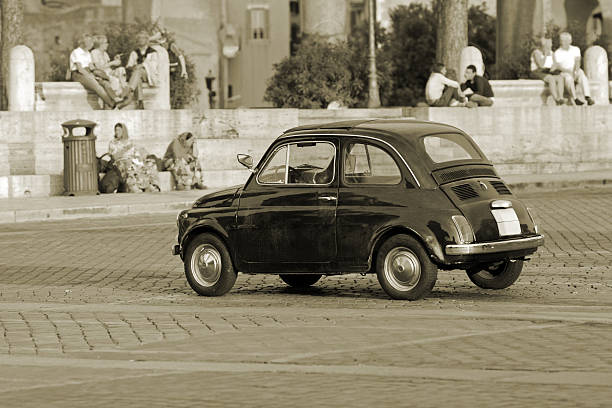 istock Tiny black vintage car, Rome Italy 174899989