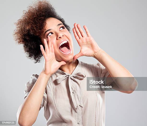 Teen Girl Shouting Stock Photo - Download Image Now - Shouting, Marketing, Screaming