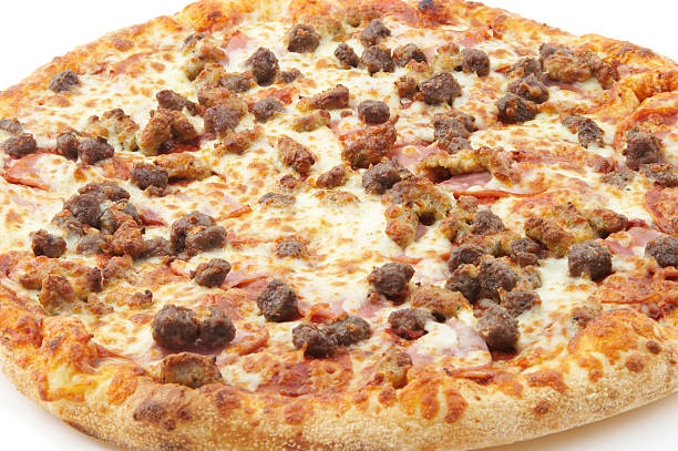 meat lovers pizza stock photo