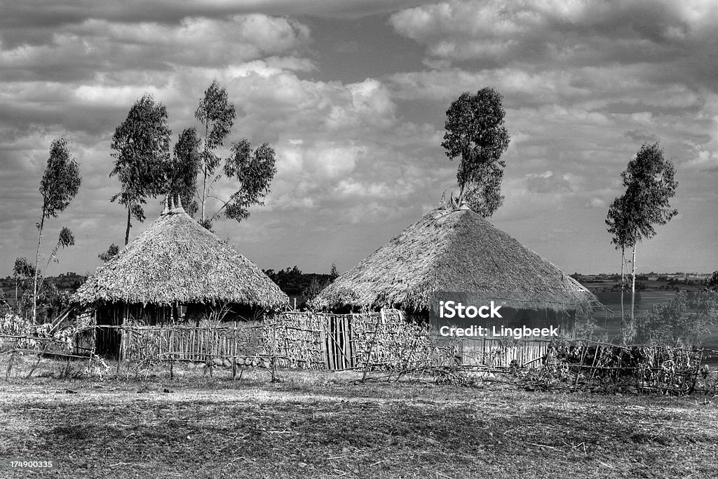 African huts African huts in an ethiopian landscape. Along the road from Addis Ababa to Debre Lebanos. Africa Stock Photo