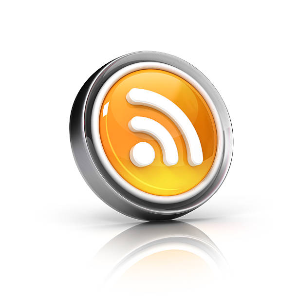 rss feed glossy 3d icon  rss feeds stock pictures, royalty-free photos & images