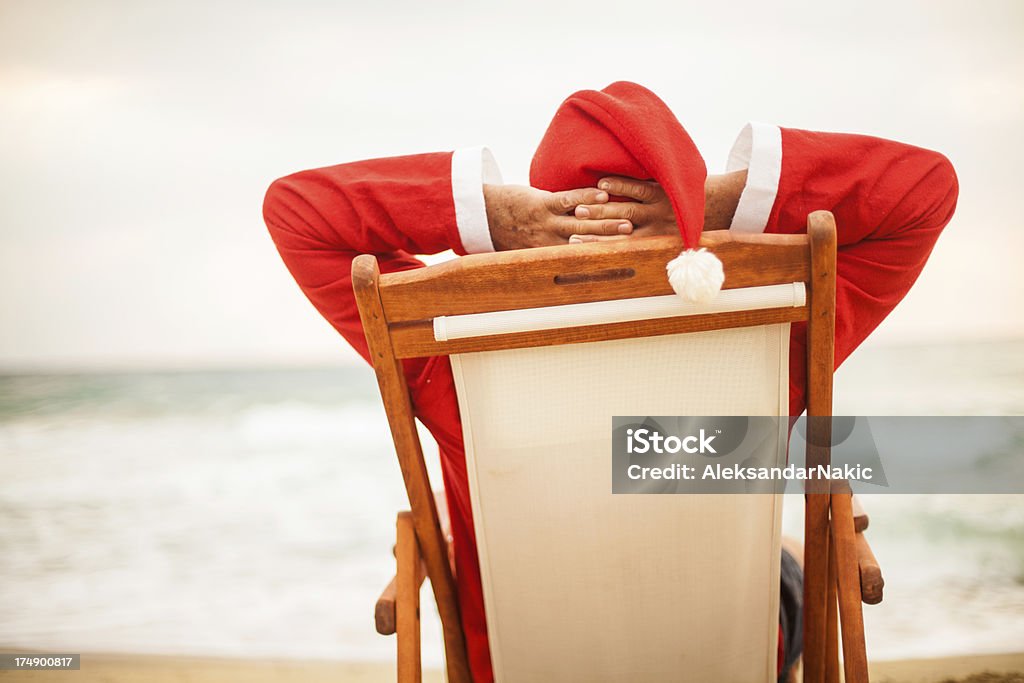 Santa on a vacation Beach Stock Photo