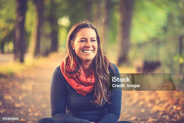 Woman In Autumn Parkway Stock Photo - Download Image Now - Women, One Woman Only, Nature