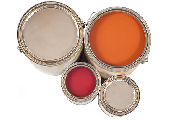 istock Looking down at color cans of paint 174901491