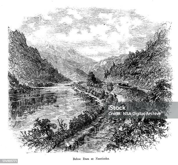 Rzeka Susquehanna Poniżej Nanticoke Dam Pensylwania - Stockowe grafiki wektorowe i więcej obrazów Krajobraz