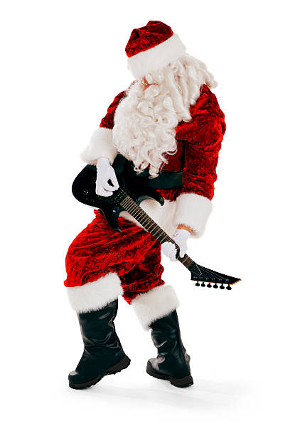 istock Electric Guitar Playing Santa Claus on White 174901965