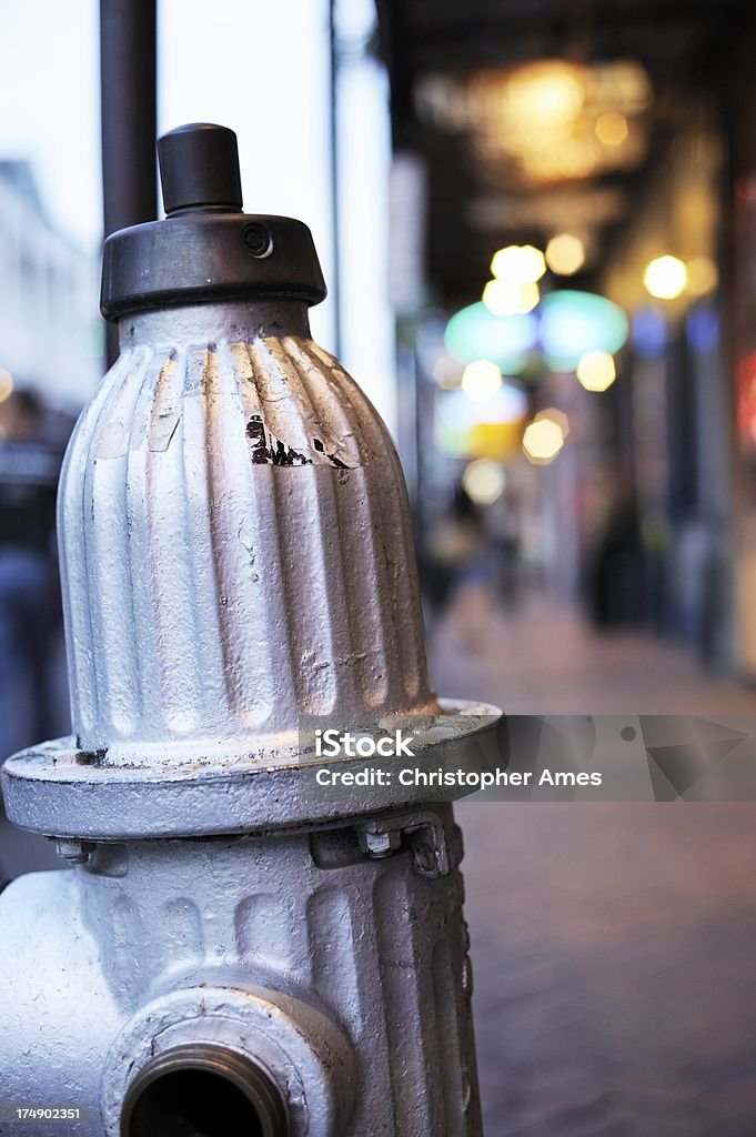 Silver Hydrant, Bourbon Street New Orleans - Lizenzfrei Abenddämmerung Stock-Foto