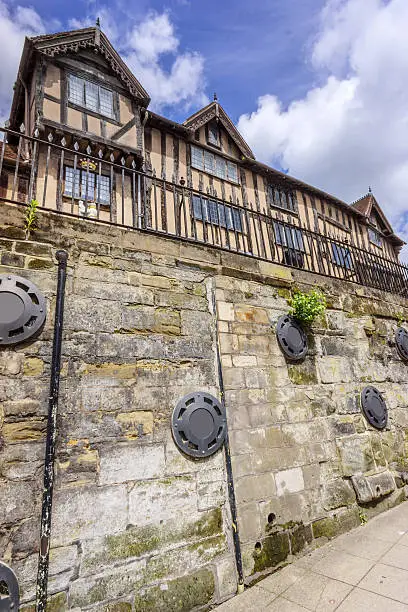 the Lord leycester hospital in the centre of warwick. an old medieval hospice and hospital built for soldiers returning home from warfare abroad