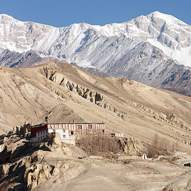 The ancient walled city of Lo manthang surrounded by stone houses and Buddhist Monasteries