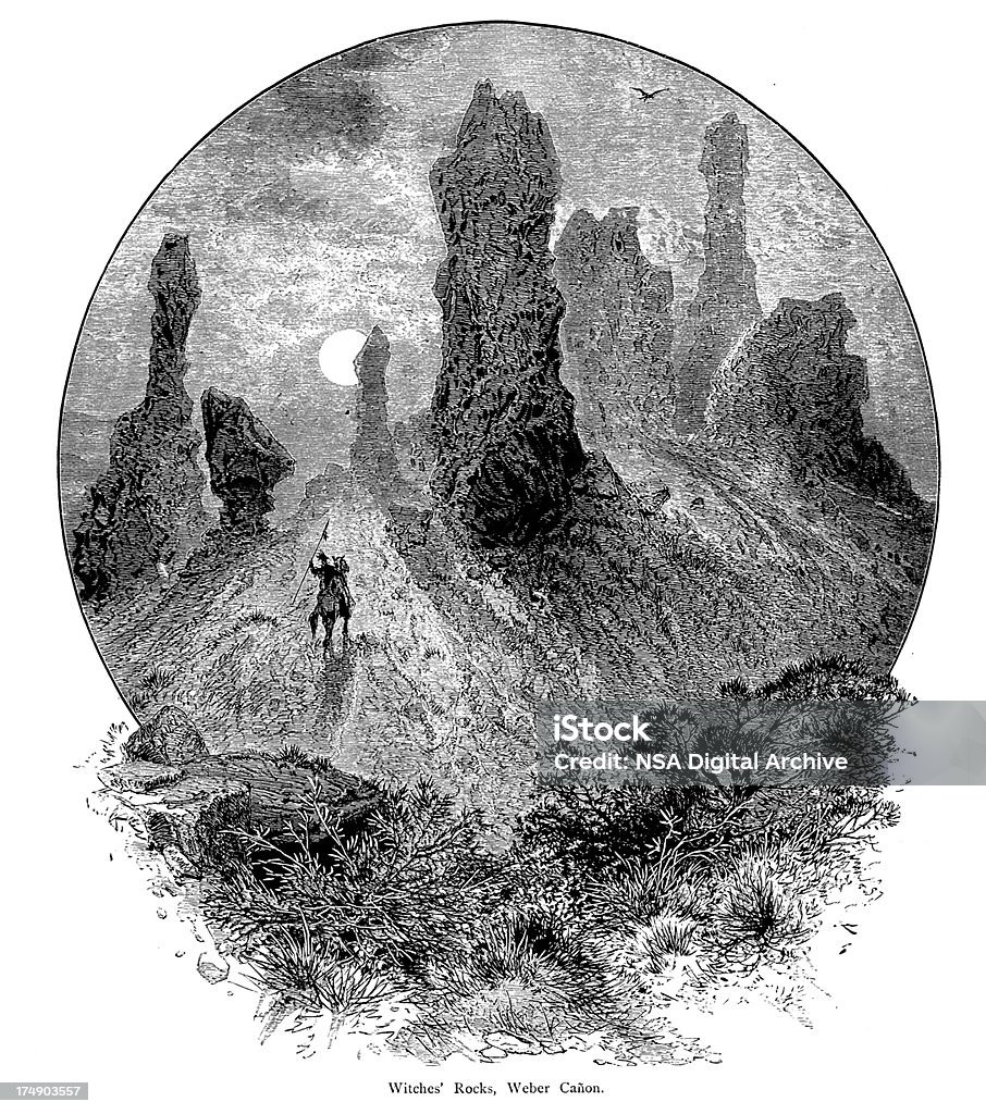 Ведьма скалы, Weber Каньон, Юта - Стоковые иллюстрации Хребет Уосатч роялти-фри