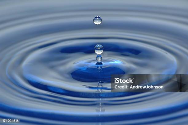 Water Drop Stock Photo - Download Image Now - Backgrounds, Blue, Blurred Motion
