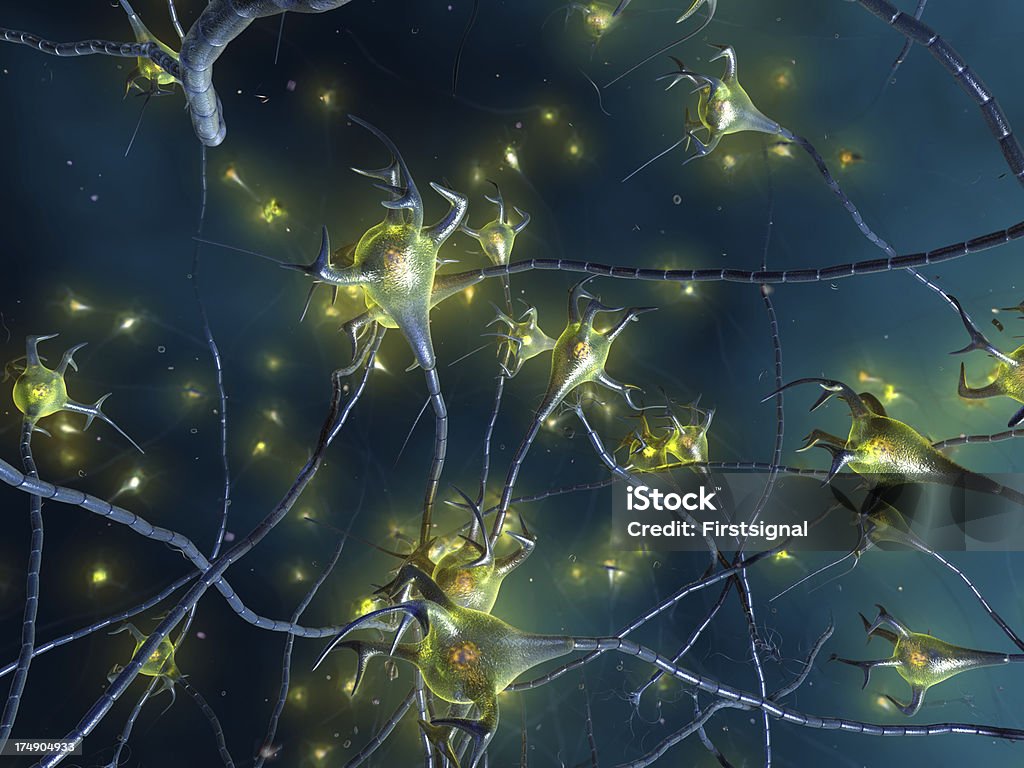 Activa de la red de células neurona de synapse - Foto de stock de ARN libre de derechos