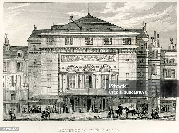 Theatre De La Porte Saint Martin Paris Stock Vektor Art und mehr Bilder von 19. Jahrhundert - 19. Jahrhundert, Alt, Altertümlich