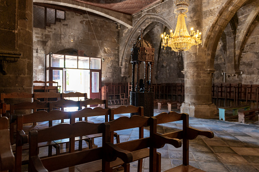 Cordoba, Spain - Jun 12, 2019: Interior of Mosque–Cathedral of Cordoba Bell Tower - Cordoba, Andalusia, Spain