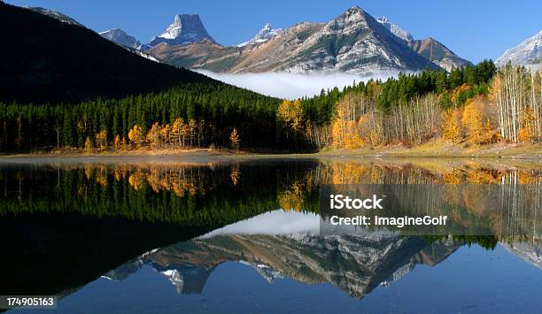Beautiful Canadian Rockies Reflection Stock Photo - Download Image Now - Alberta, Aspen Tree, Autumn