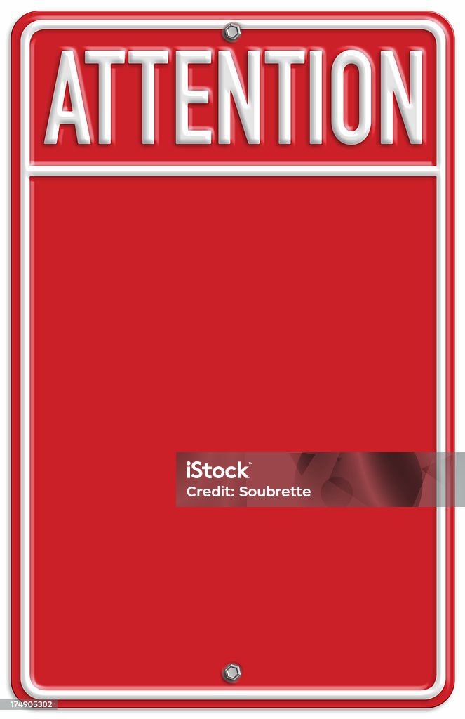 Attention! "A stamped metal attention sign, perfect for adding your own text in the space below (XXL file includes clipping path)Other files in this series here:" Admiration Stock Photo