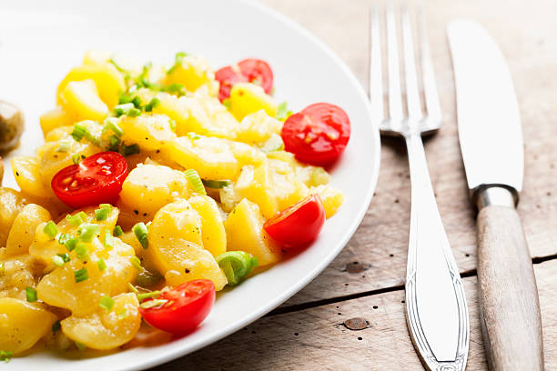 Potato salad, made with vinegar, oil  this is completely vegan 