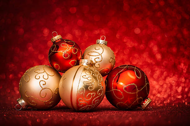 istock Gold & Red Christmas Baubles 174905485