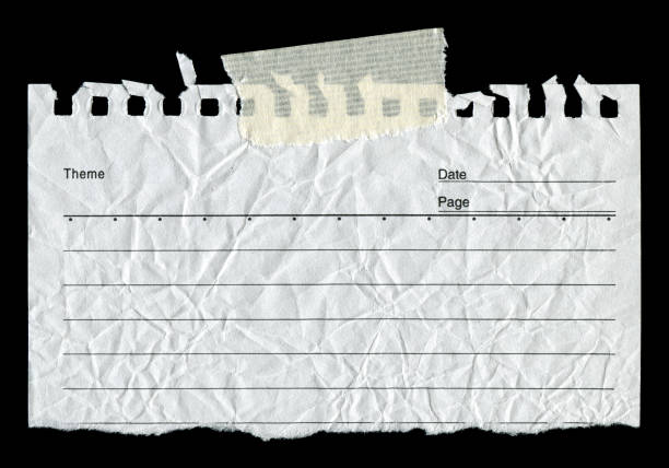 torned noteoad ページの背景、粘着テープ付き - duct tape adhesive tape dirty paper ストックフォトと画像