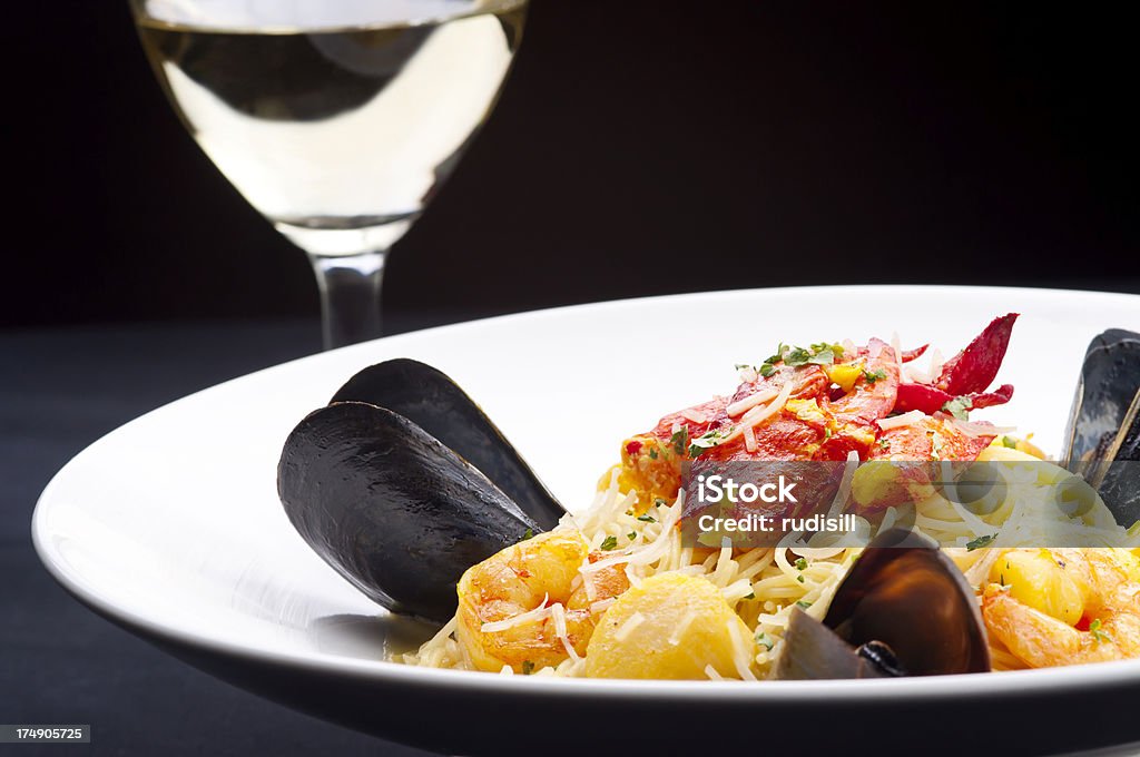 Fruits de mer et pâtes - Photo de Linguini libre de droits