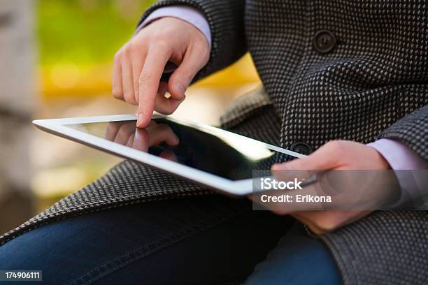 Touching Screen Tablet Pc Stock Photo - Download Image Now - Adult, Analyzing, Autumn