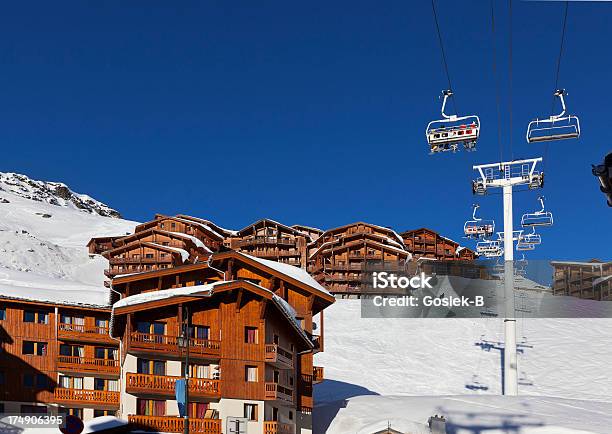 French Alps Val Thorens Stock Photo - Download Image Now - Beauty In Nature, Blue, Building Exterior