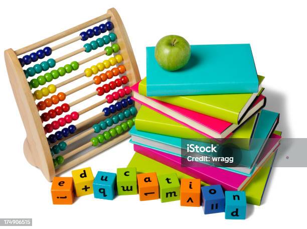 Education With A Abacus And Pile Of Colourful Books Stock Photo - Download Image Now