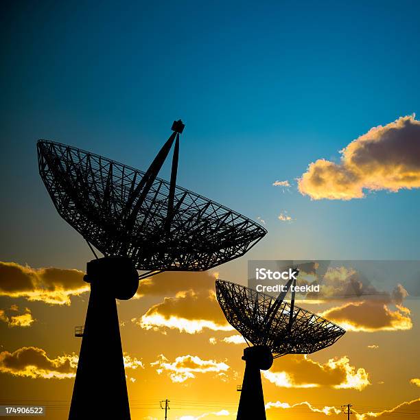 Satellite Antenna Stock Photo - Download Image Now - Antenna - Aerial, Back Lit, Business