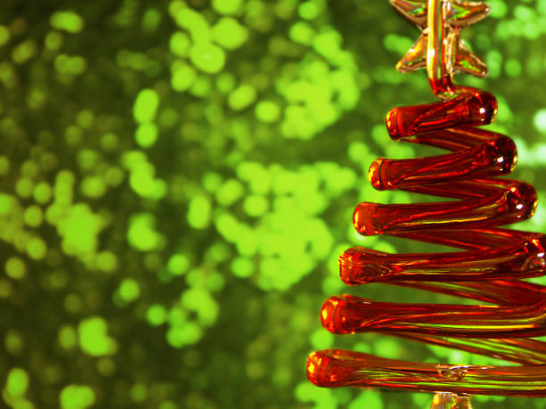 christmastree on green, ornament horizontal stock photo