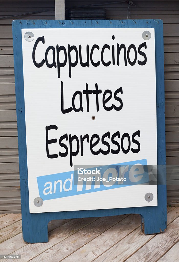 Coffee Sign Sign outside of coffee shop. Vertical. Billboard Stock Photo