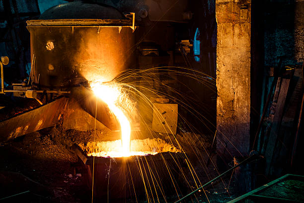 istock Splashing of iron water and motion unrecognizable  workers 174908102