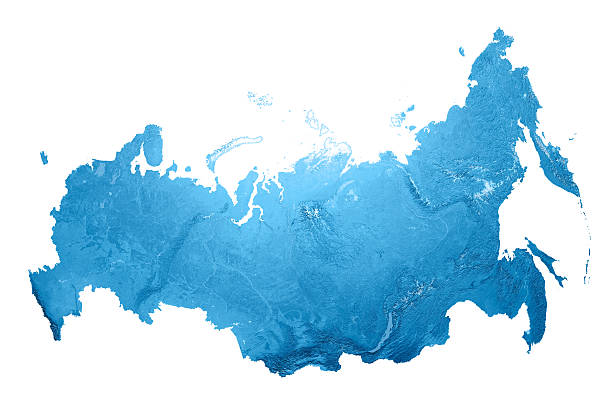 3D render and image composing: Topographic Map of the Russian Federation (Russia). Isolated on White. Very high resolution available! High quality relief structure!