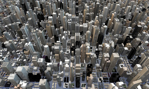 istock Top View of 3d city skyscrapers 174908670