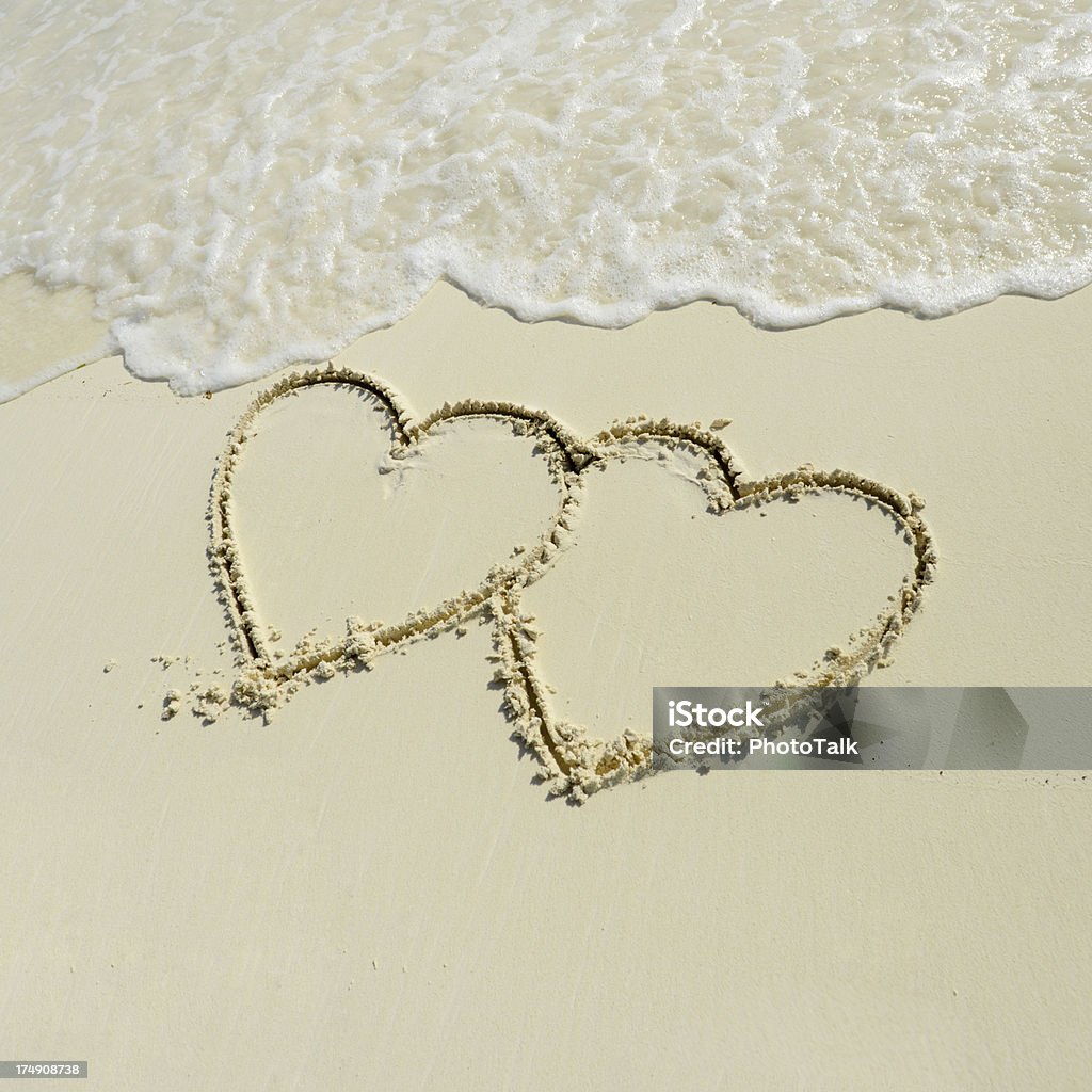 Love On Beach Heart Shape Stock Photo