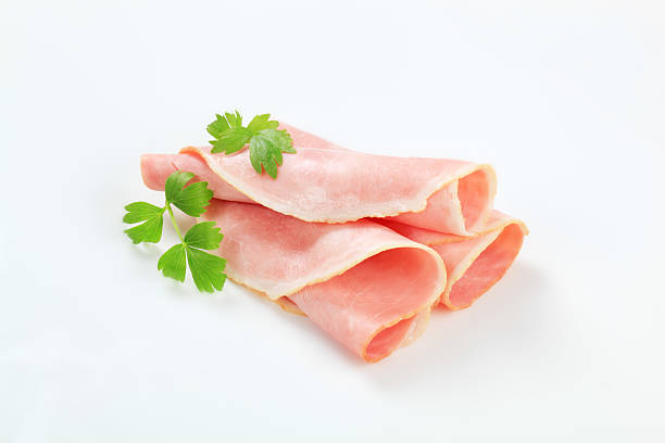 スライスハムロール - thin portion salami meat ストックフォトと画像