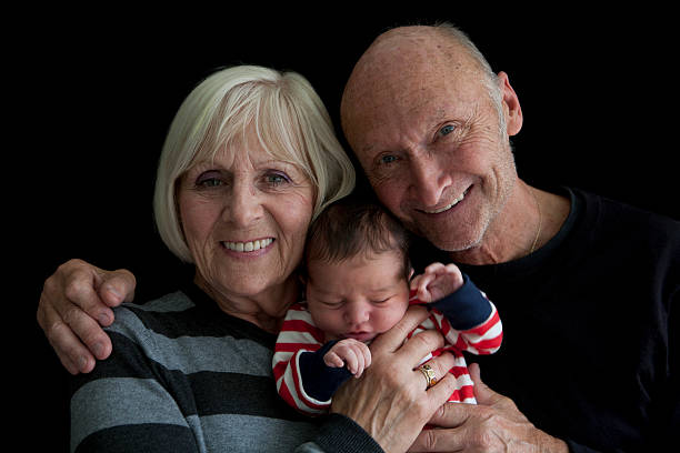 Grandparents joy stock photo