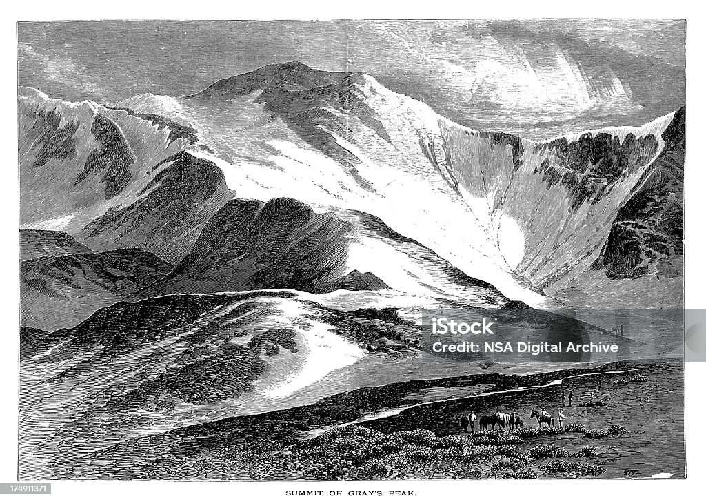 Gipfel des Grays Peak, Colorado, Holz gravieren (1872) - Lizenzfrei 19. Jahrhundert Stock-Illustration