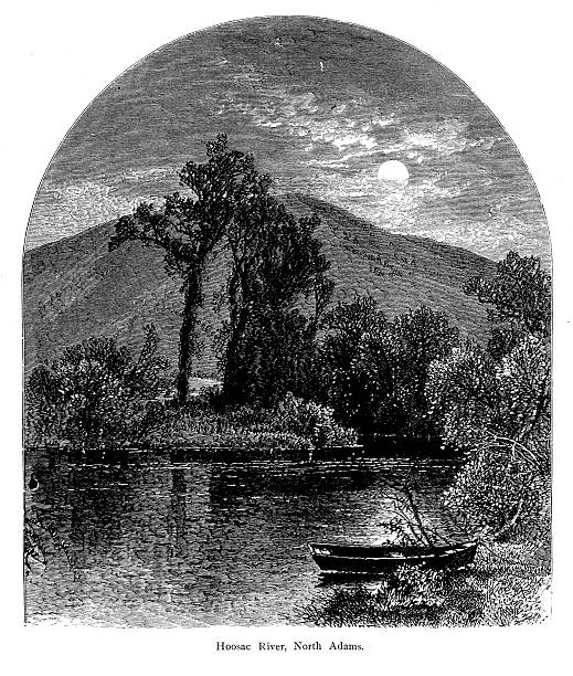 rzeka hoosic, north adams, massachusetts - hoosac stock illustrations