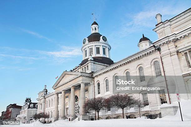 Kingston City Hall No Inverno - Fotografias de stock e mais imagens de Kingston - Ontário - Kingston - Ontário, Antigo, Bandeira