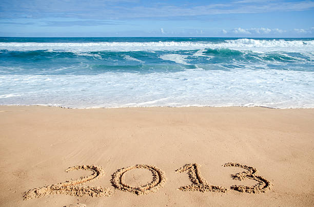 neue jahr am strand 2013 - new years eve new years day 2013 holiday stock-fotos und bilder