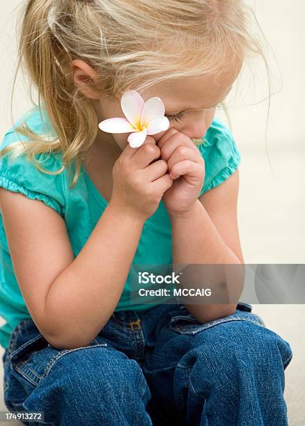 Kleines Mädchen Mit Plumeria Blüte Stockfoto und mehr Bilder von Baby - Baby, Betrachtung, Blume