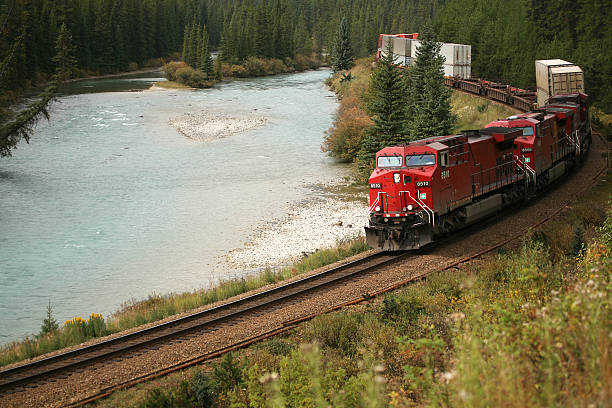 rocky mountain train stock photo