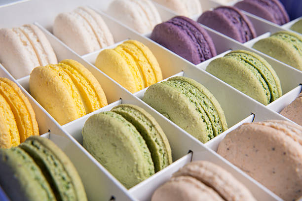 istock Beautiful Multicolored Macarons in Gift Box 174913744