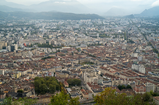 View of Grenoble from the heights of the Bastille. France