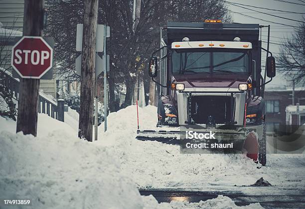 Clearing The Road Stock Photo - Download Image Now - Dump Truck, Winter, Blizzard