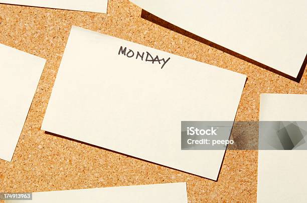 Add Text To Monday Post It Stock Photo - Download Image Now - Advice, Week, Adhesive Note