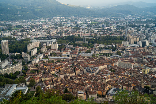 View of Grenoble from the heights of the Bastille. France