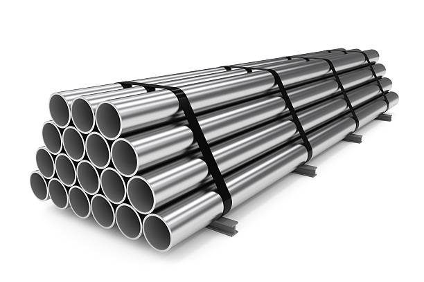 stapel metall-röhren - tube pipeline metal steel stock-fotos und bilder