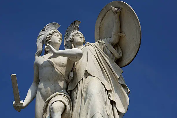 "Athena protects the young hero statue, Schlossbruecke (Palace Bridge) , Berlin, Germany.The Palace Bridge was built on 1824  (by Karl Friederich Schinkel) and this statue was sculpted in Carrara marble by Gustav Blaeser in 1854.The bridge connects Unter der Linden and the Schlossplatz.  More Berlin pictures in my portfolio!"